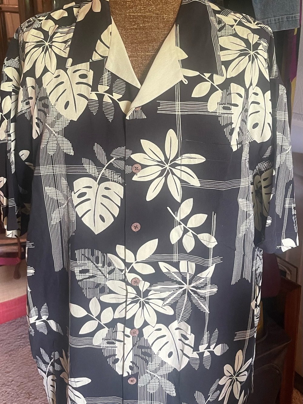 Tommy Bahama Cream Shirt Label with Maroon Logo